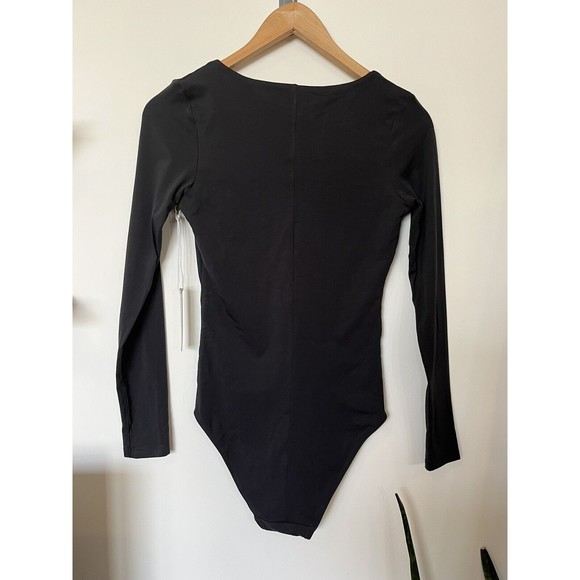 NWT Everlane Black Long sleeve V Neck Bodysuit(Bikini Bottom) Small - Picture 7 of 9